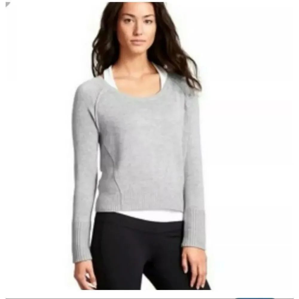 Athleta Kinsley grey crop pullover knit sweater plus size 1xl